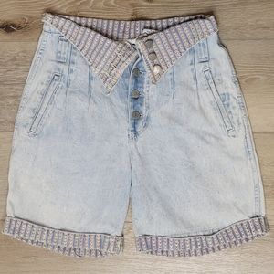 90s High Waist Button Front Jean Shorts - Size 3/4